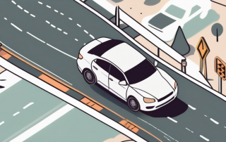 A car on a scenic road