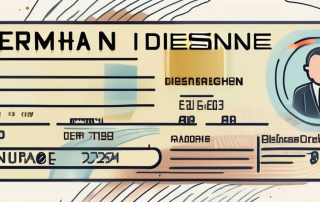 A german driver's license with various abstract symbols around it