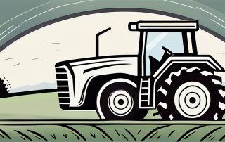A tractor in a peaceful countryside setting