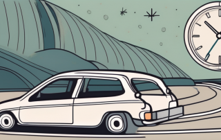 A car on a winding road at night