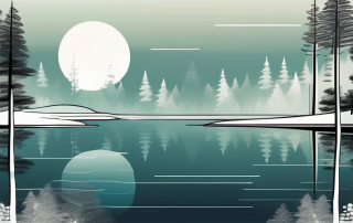 A serene lake reflecting the moonlight