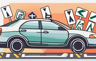 A car with l-plates on a road