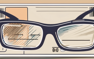 A pair of glasses resting on a driving license