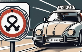 A ukrainian driver's license next to a german road sign