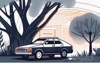 A car parked under a tree at night