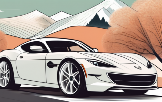 A sports car with a seasonal license plate
