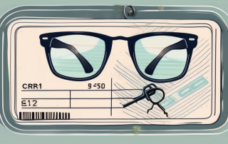 A pair of eyeglasses resting on a driving license