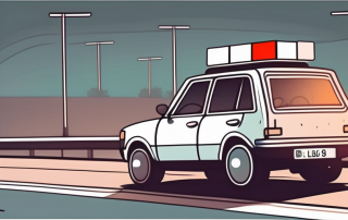 A car with l-plates on a road