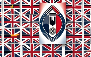 A british flag merging with a german flag