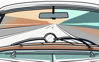 A car on the road with a pair of glasses placed on the dashboard