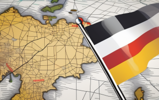 A german flag intertwined with a generic international driver's license