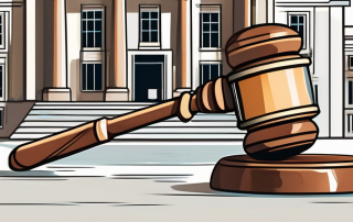 A car key being taken away by a symbolic representation of a government building or authority