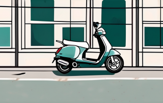 A light motor scooter with an insurance tag attached