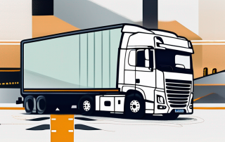 A semi-truck with an open driver's side door