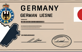 A german driver's license placed on a map of germany