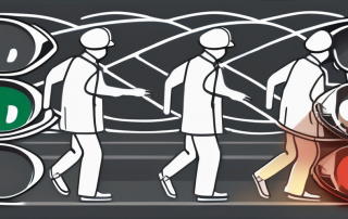 A german traffic light with a magnifying glass hovering over it