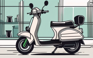 A moped with a magnifying glass hovering over it