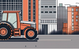 A tractor in a city environment