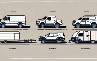A variety of trailer types attached to vehicles on a road