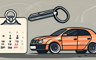 A car key with a small calendar showing a two-year period