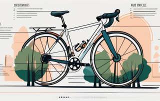 A bicycle with various parts highlighted and a checklist next to it