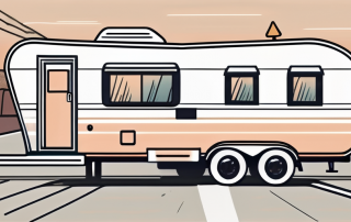 A trailer attached to a car on a road