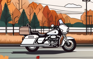 A motorcycle with a seasonal license plate attached