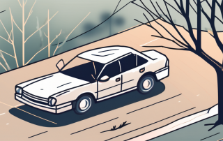 A car with a broken windshield and a tree branch lying on top of it