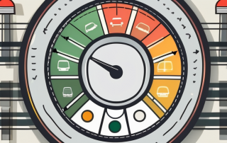 A car's steering wheel with various road signs and traffic lights subtly incorporated into the design