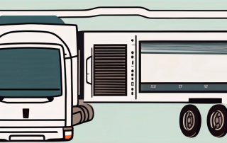 A large truck with an open driver's door and a digital tachograph (fahrerkarte) prominently displayed in the dashboard area