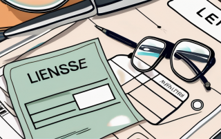 A pair of glasses resting on a german driving license