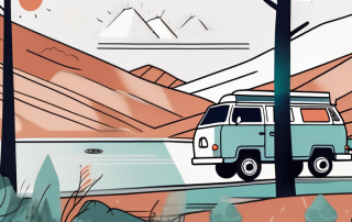 A campervan parked amidst a scenic landscape