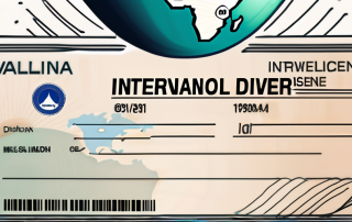 An international driver's license next to a globe