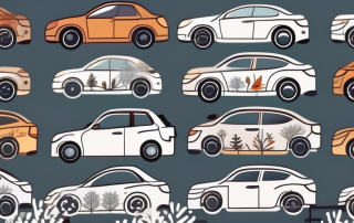 A variety of cars with different seasonal symbols (like snowflakes