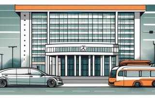 The german federal ministry of transport building with various modes of transportation like cars