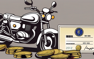 A motorcycle parked next to a stack of euro coins