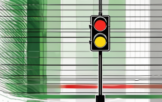 A german traffic light with a scale of green to red