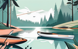 Various water sports equipment like a kayak