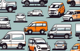 Various types of vehicles including a car