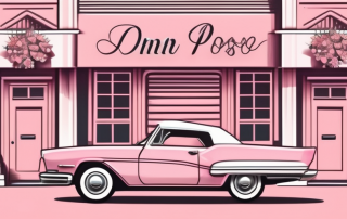 A vintage car with a feminine touch like a pink color or flower decorations
