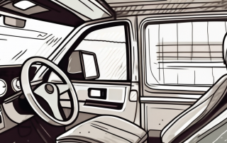 A truck cab with an inserted driver card in the digital tachograph