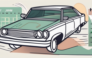 A car with a calendar in the background showing pages turning