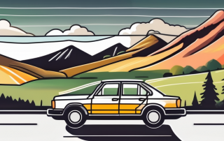 A german license plate on a car with a scenic german landscape in the background