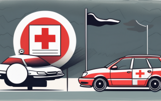 A car with a large red cross over it