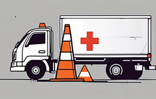 A large truck with first aid kit symbols on it