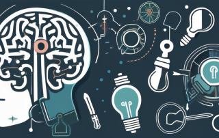 A magnifying glass examining a brain