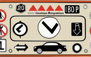 A german p license plate on a car dashboard