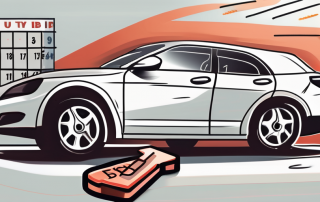 A car key on a table with a calendar and a stop sign in the background