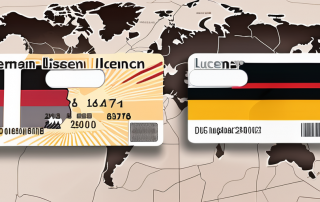 A german driving license next to an eu driving license