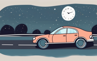 A car swerving on a road late at night